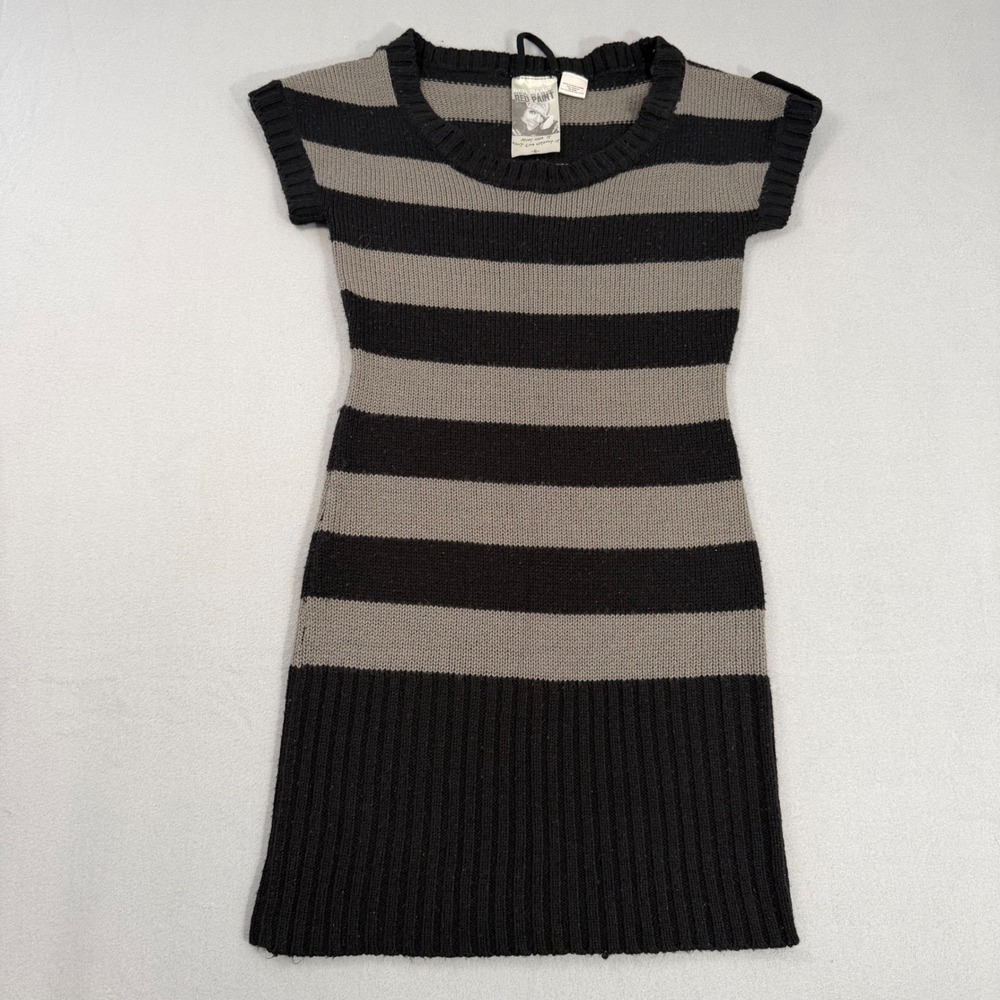 Y2K Sweater Dress Womens Striped Black & Grey